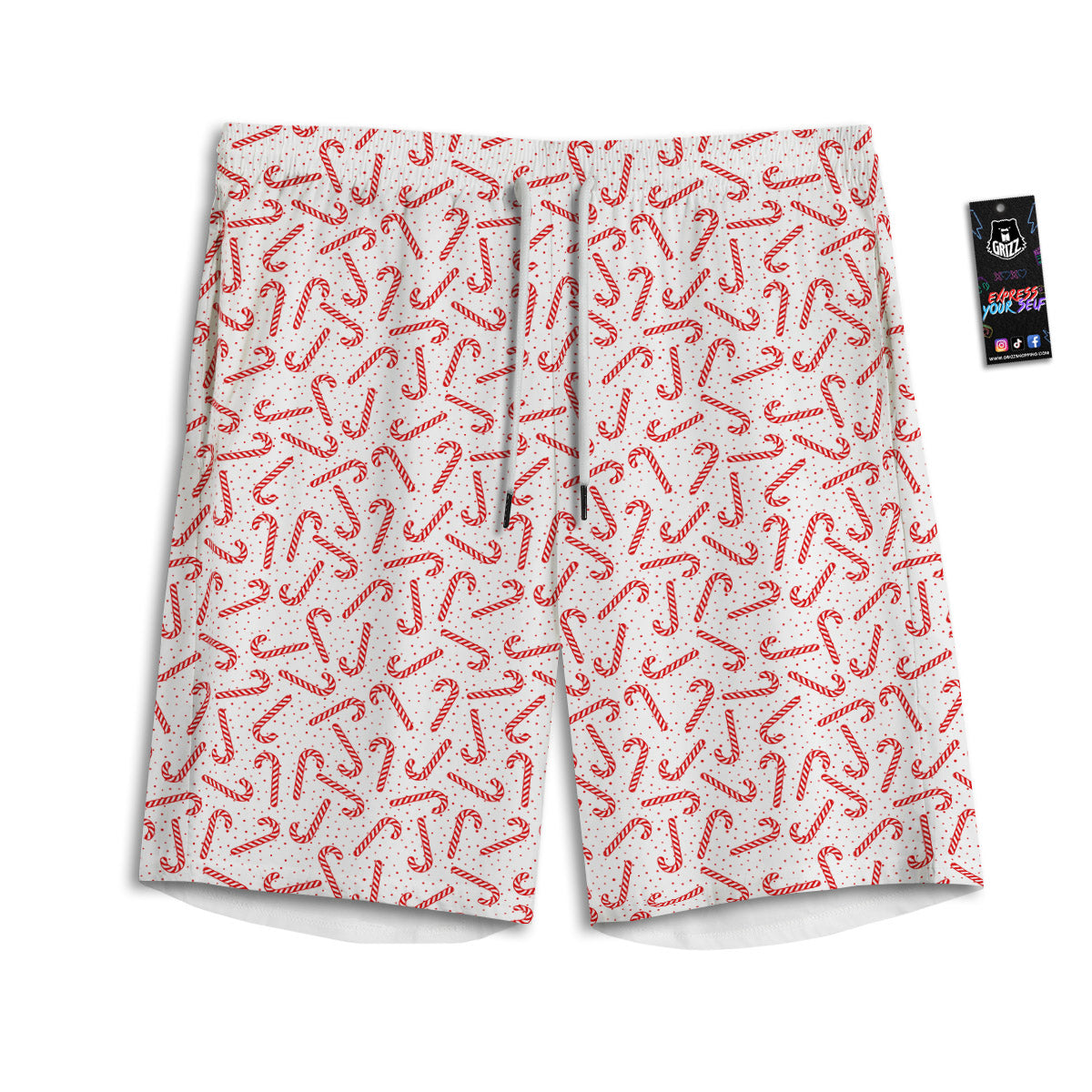 Christmas Candy Print Pattern Men's Athletic Shorts