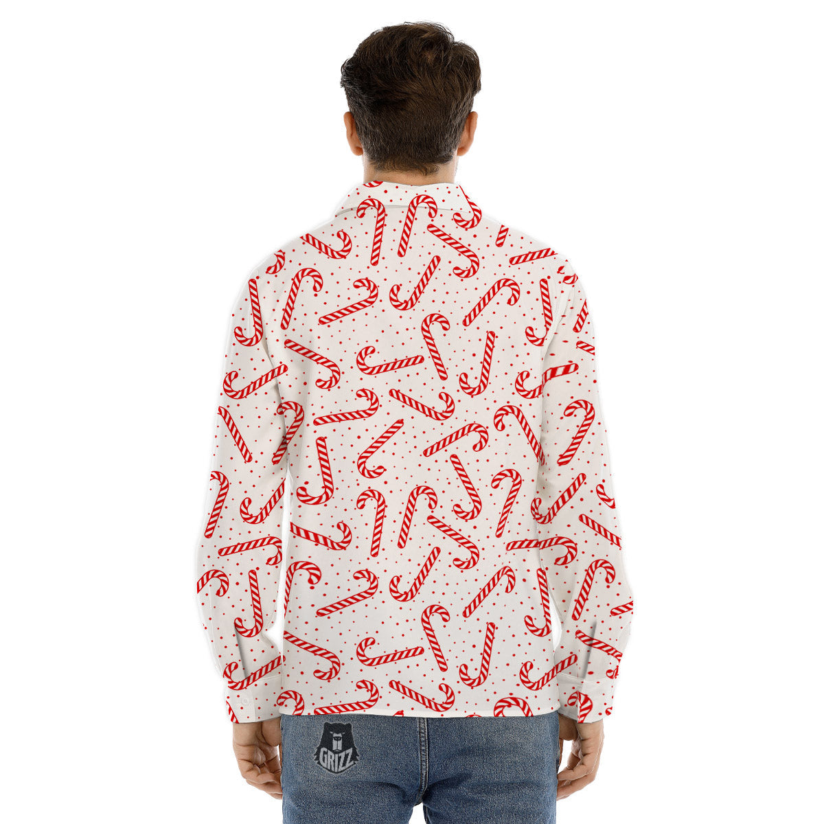 Christmas Candy Print Pattern Men's Dress Shirts-grizzshop