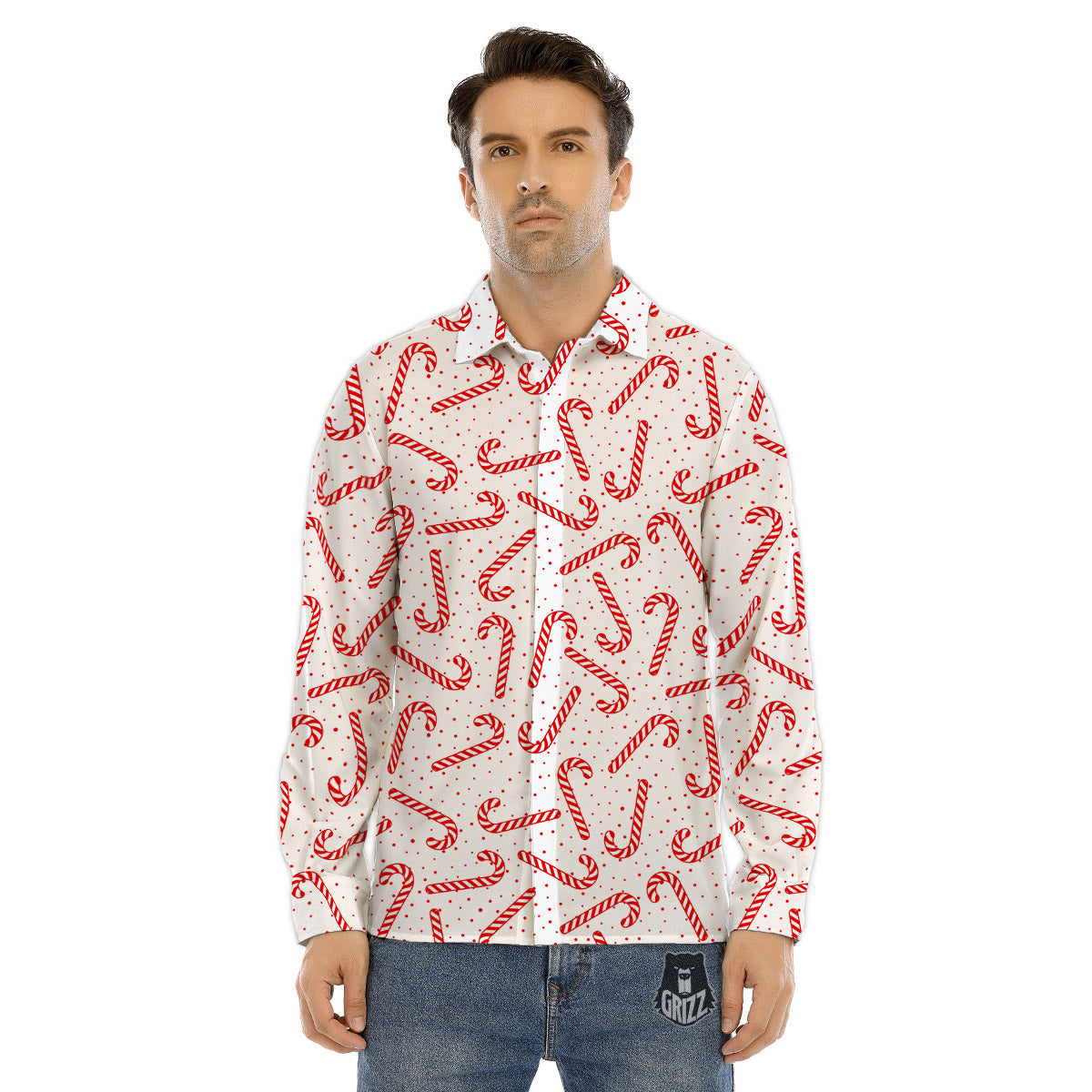 Christmas Candy Print Pattern Men's Dress Shirts-grizzshop
