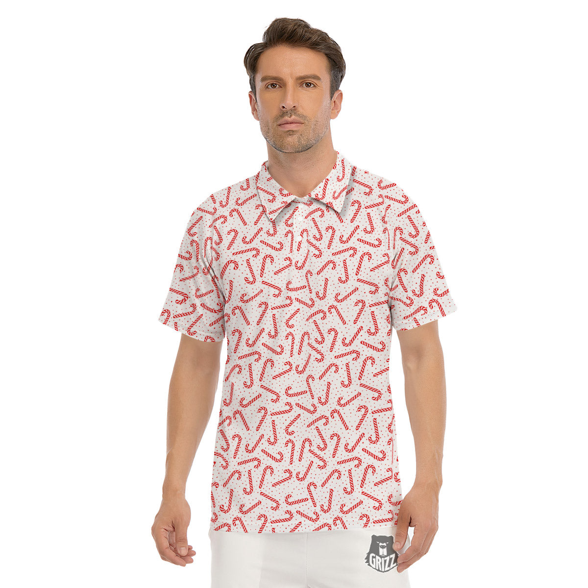 Christmas Candy Print Pattern Men's Golf Shirts-grizzshop