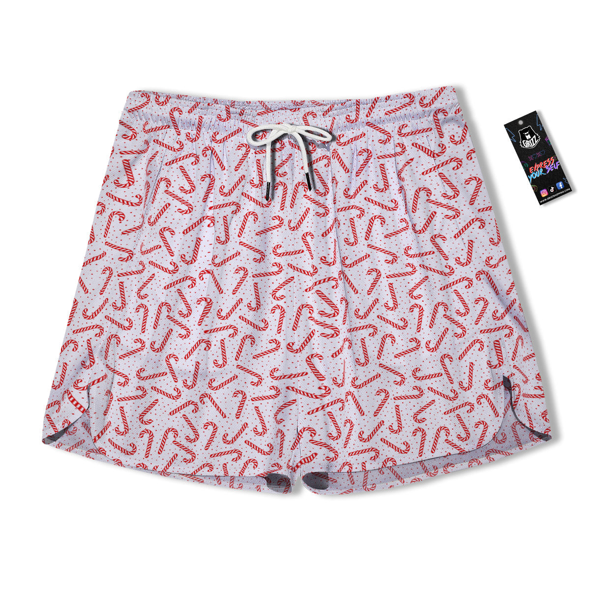 Christmas Candy Print Pattern Men's Running Shorts-grizzshop