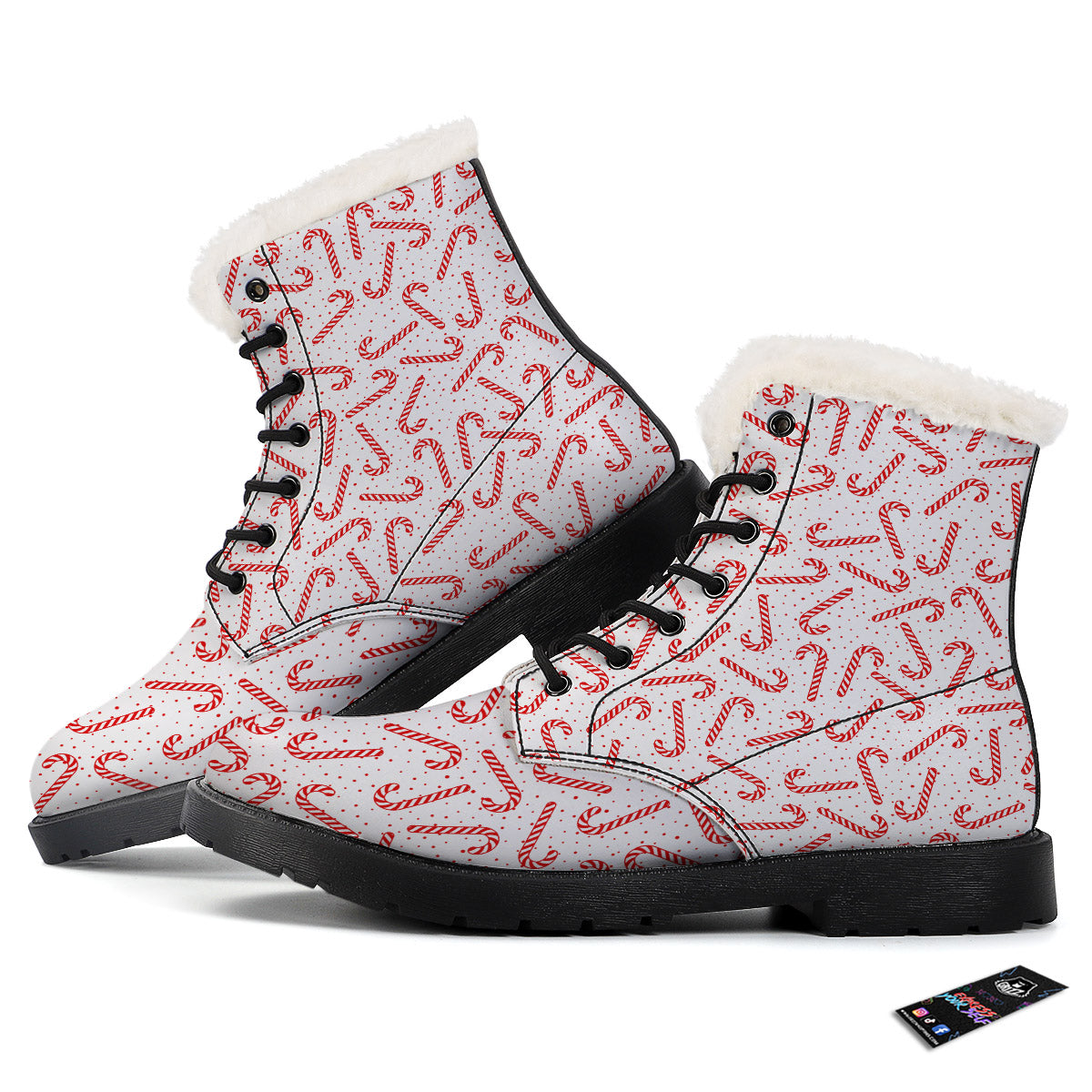 Christmas Candy Print Pattern Winter Boots-grizzshop
