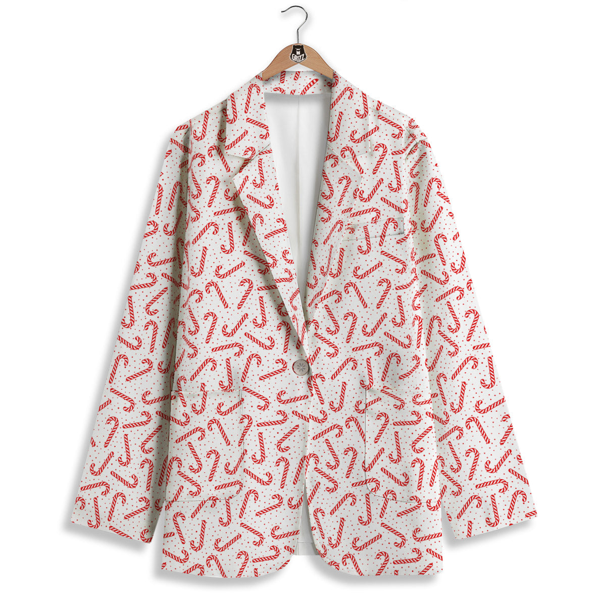 Christmas Candy Print Pattern Women's Blazer-grizzshop