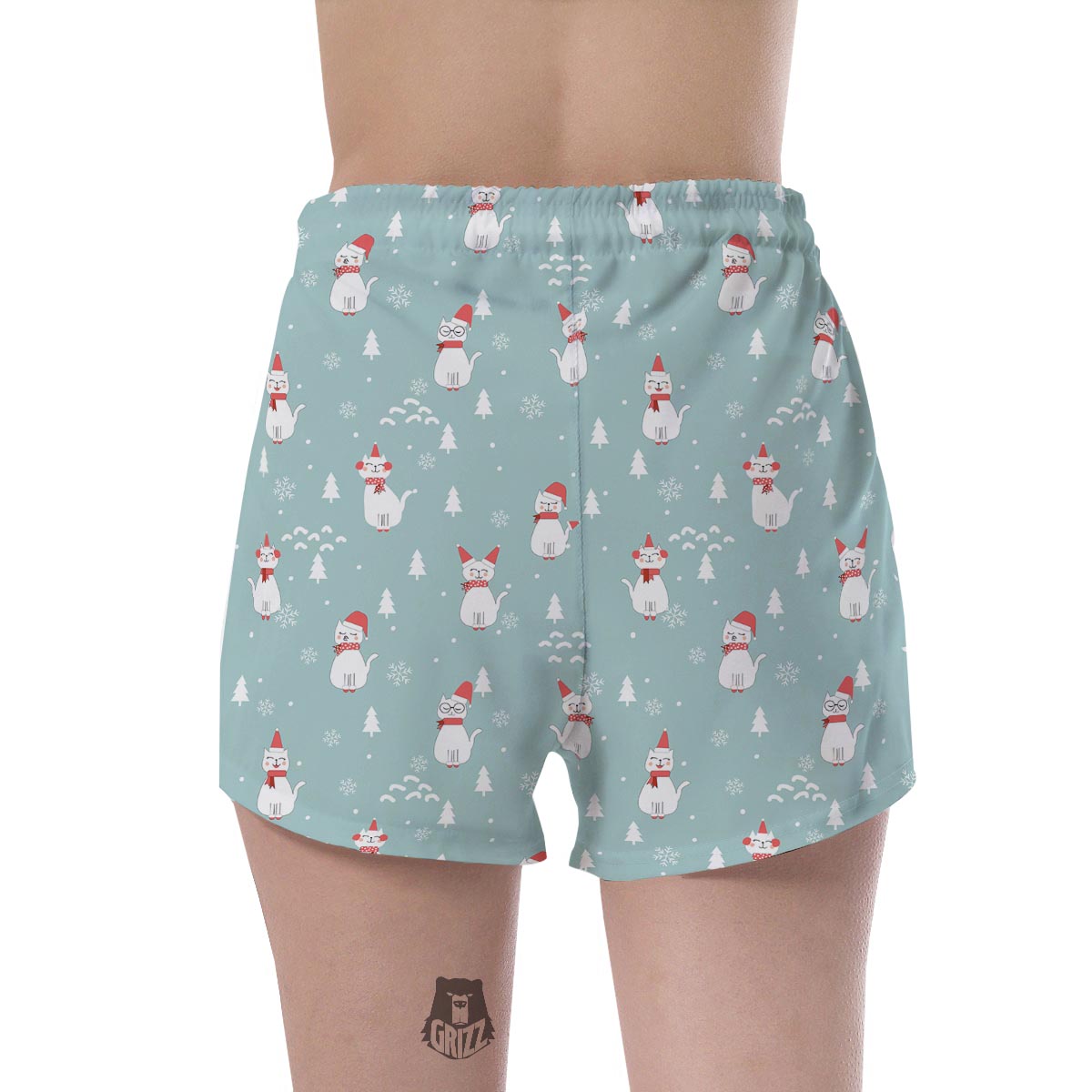 Christmas Cat Print Women's Shorts-grizzshop