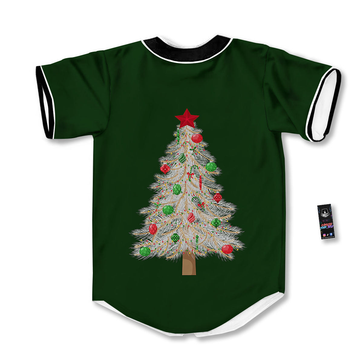Christmas Decorated Tree Print Baseball Jersey-grizzshop