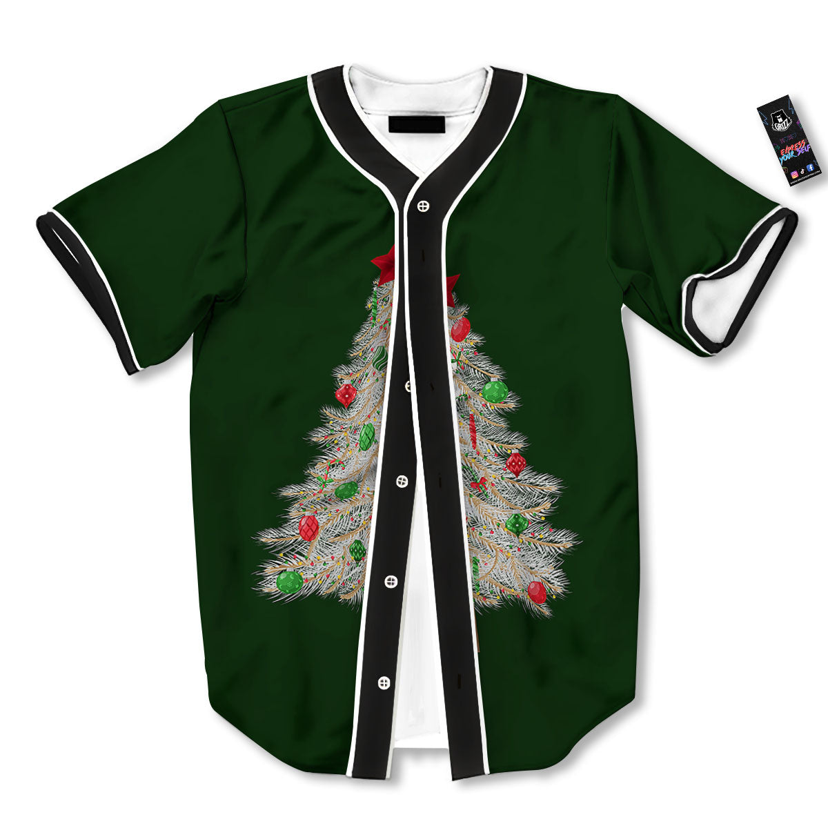 Christmas Decorated Tree Print Baseball Jersey-grizzshop