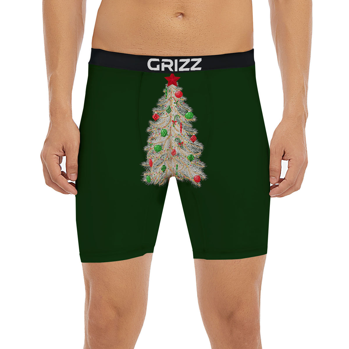 Christmas Decorated Tree Print Boxer Briefs-grizzshop