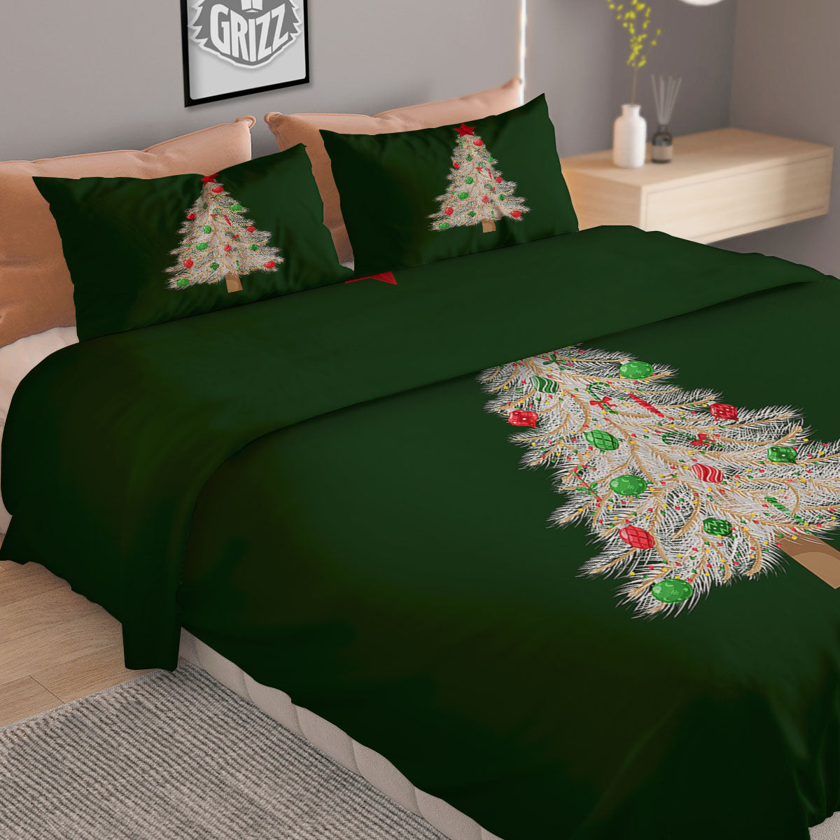 Christmas Decorated Tree Print Duvet Cover Bedding Set