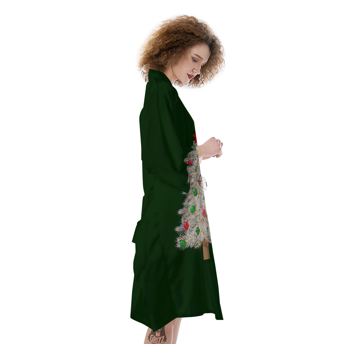 Christmas Decorated Tree Print Kimono-grizzshop
