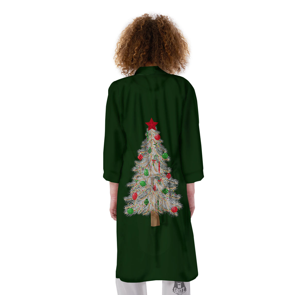 Christmas Decorated Tree Print Kimono-grizzshop