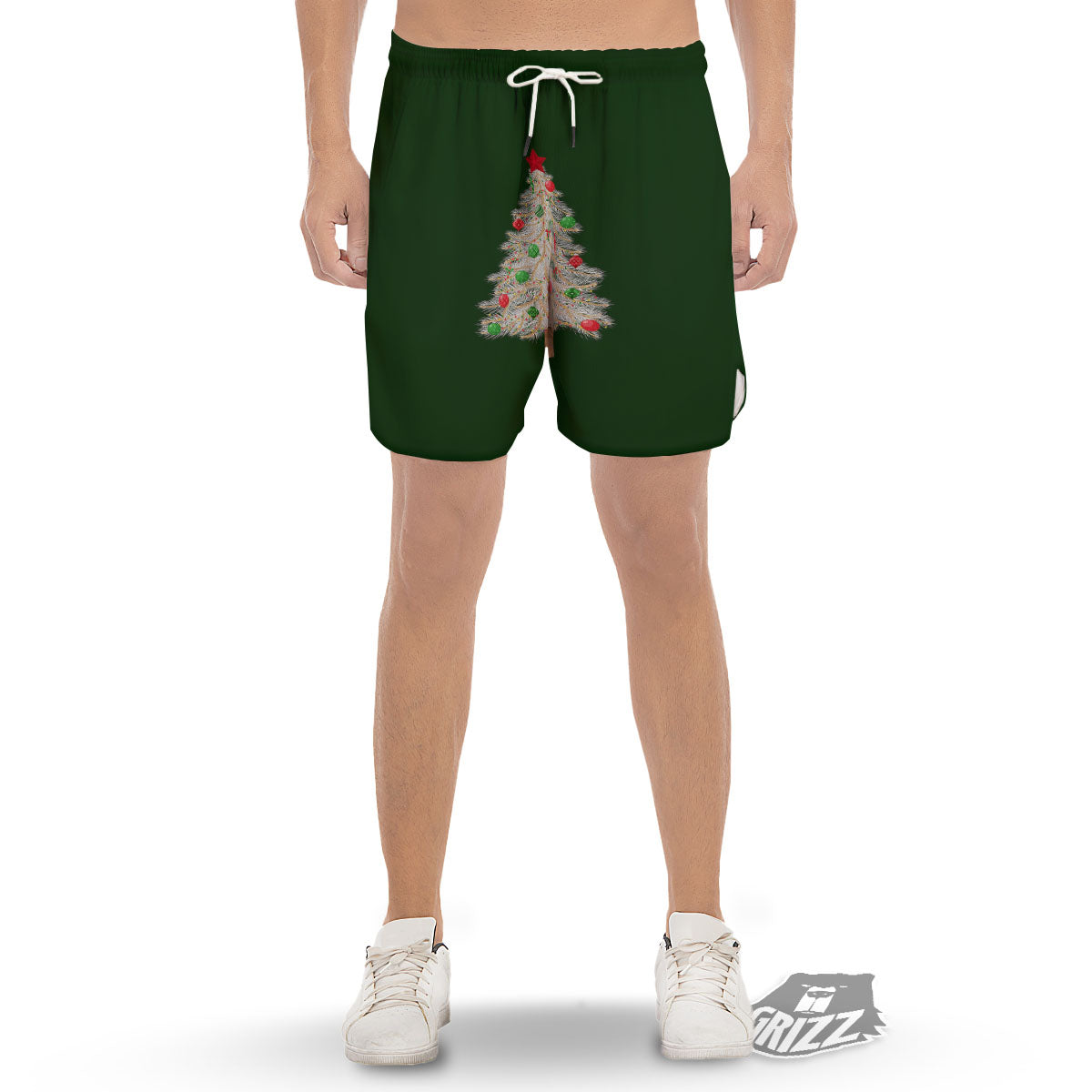 Christmas Decorated Tree Print Men's Gym Shorts-grizzshop