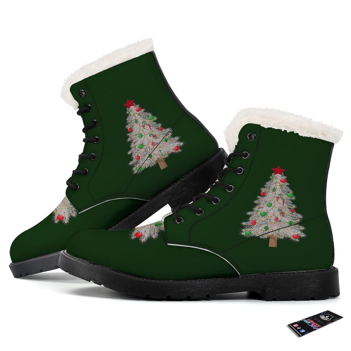 Christmas Decorated Tree Print Winter Boots-grizzshop