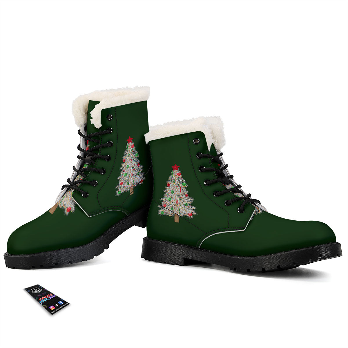 Christmas Decorated Tree Print Winter Boots-grizzshop