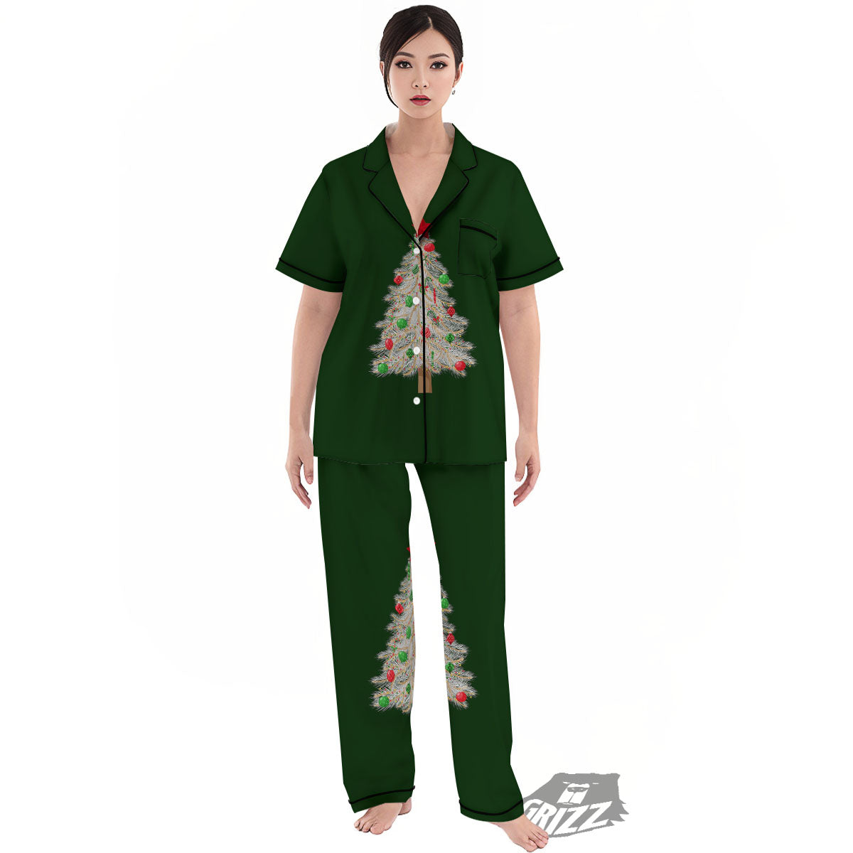 Christmas Decorated Tree Print Women's Pajamas Set-grizzshop