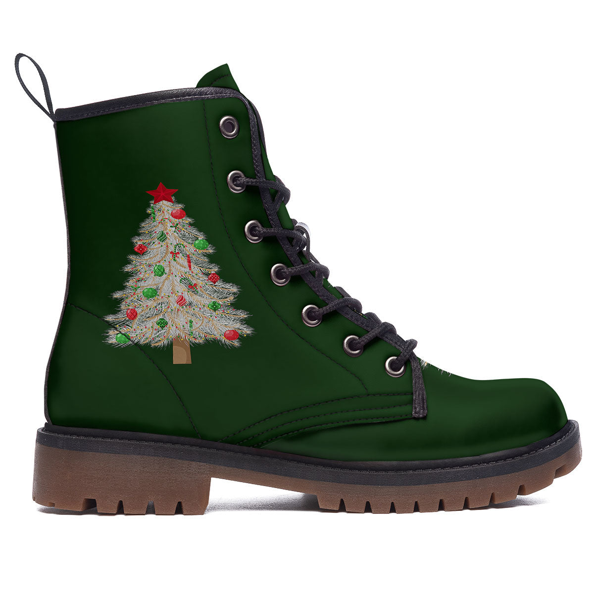 Christmas Decorated Tree Print Work Boots-grizzshop