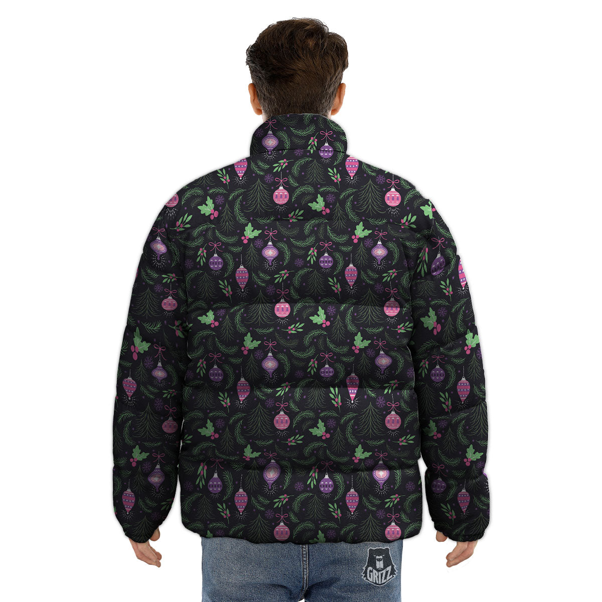Christmas Decoration Print Pattern Puffer Jacket-grizzshop