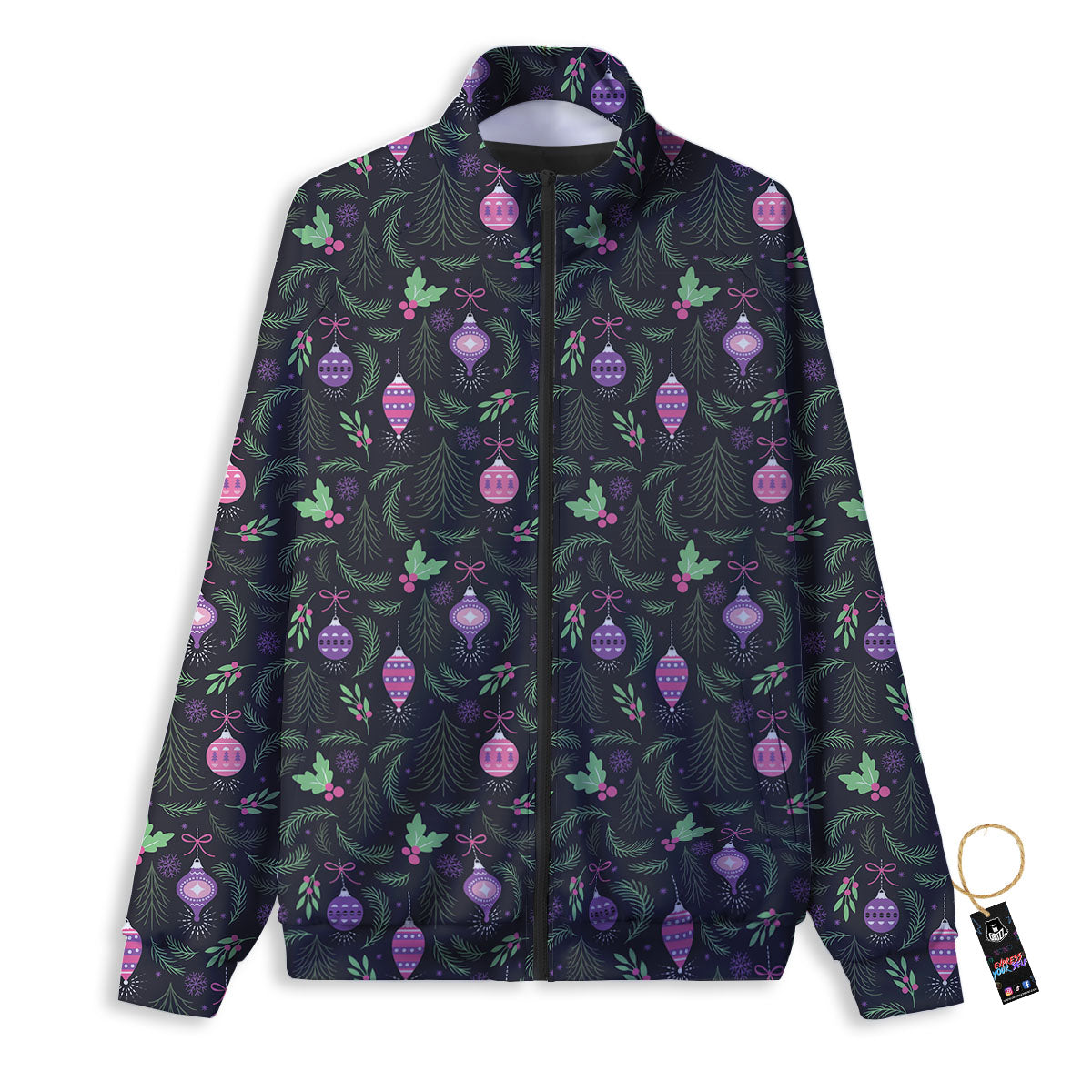 Christmas Decoration Print Pattern Track Jacket-grizzshop