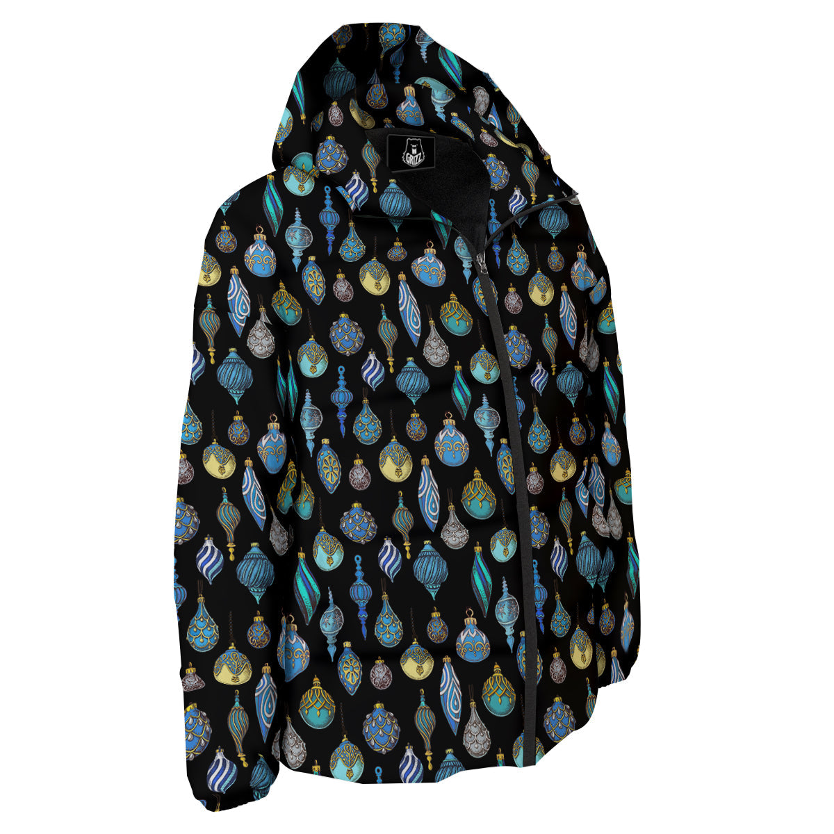 Christmas Decorations Drawing Print Pattern Down Jacket-grizzshop