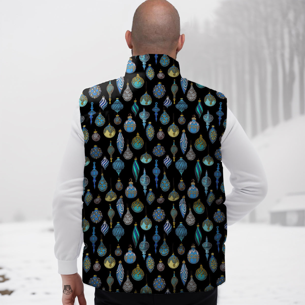 Christmas Decorations Drawing Print Pattern Down Vest
