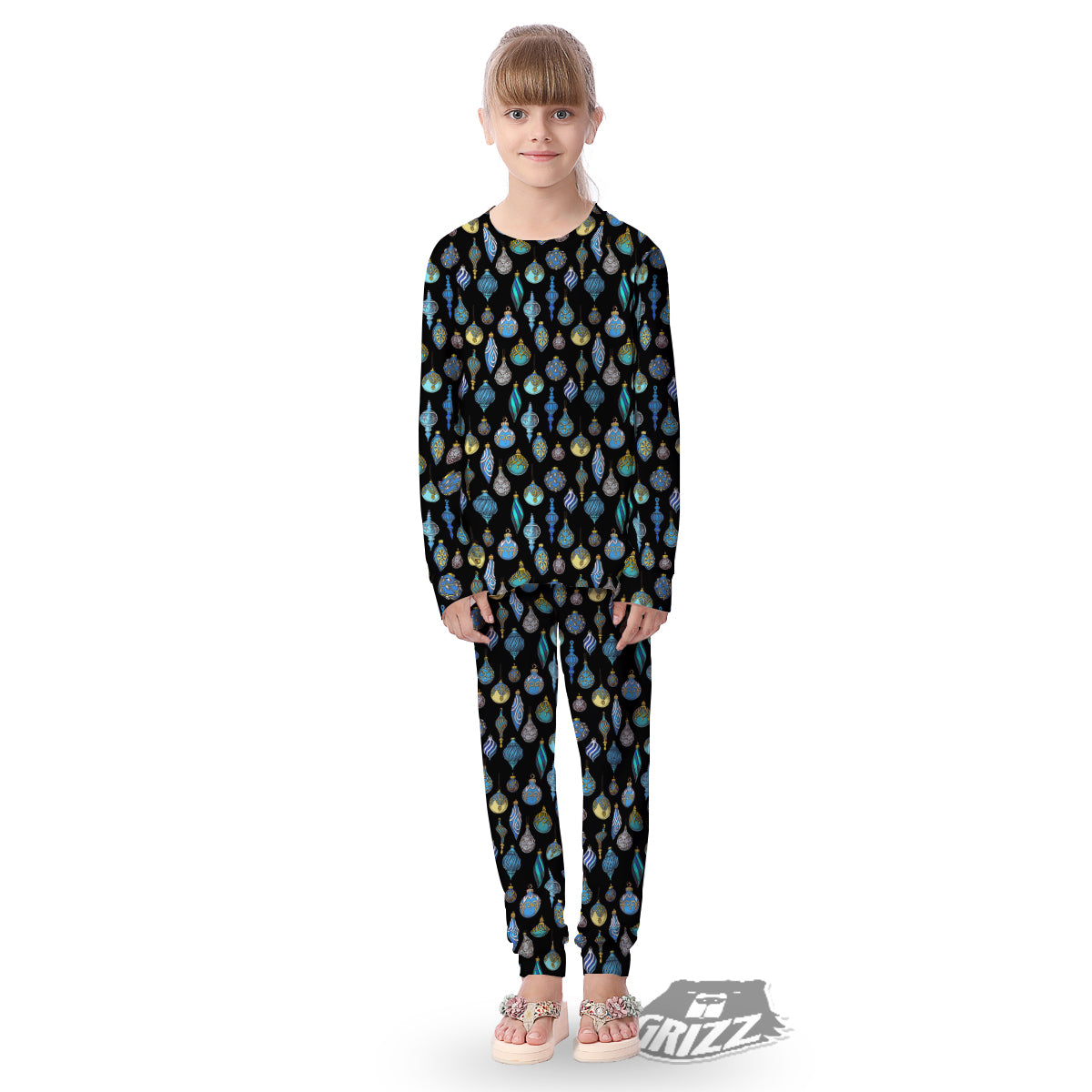 Christmas Decorations Drawing Print Pattern Kid's Pajamas-grizzshop