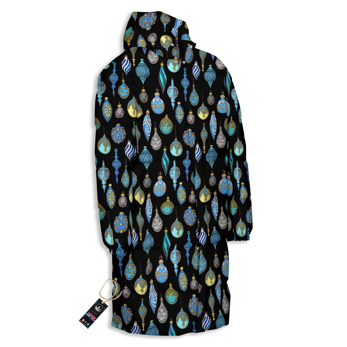 Christmas Decorations Drawing Print Pattern Long Down Jacket-grizzshop