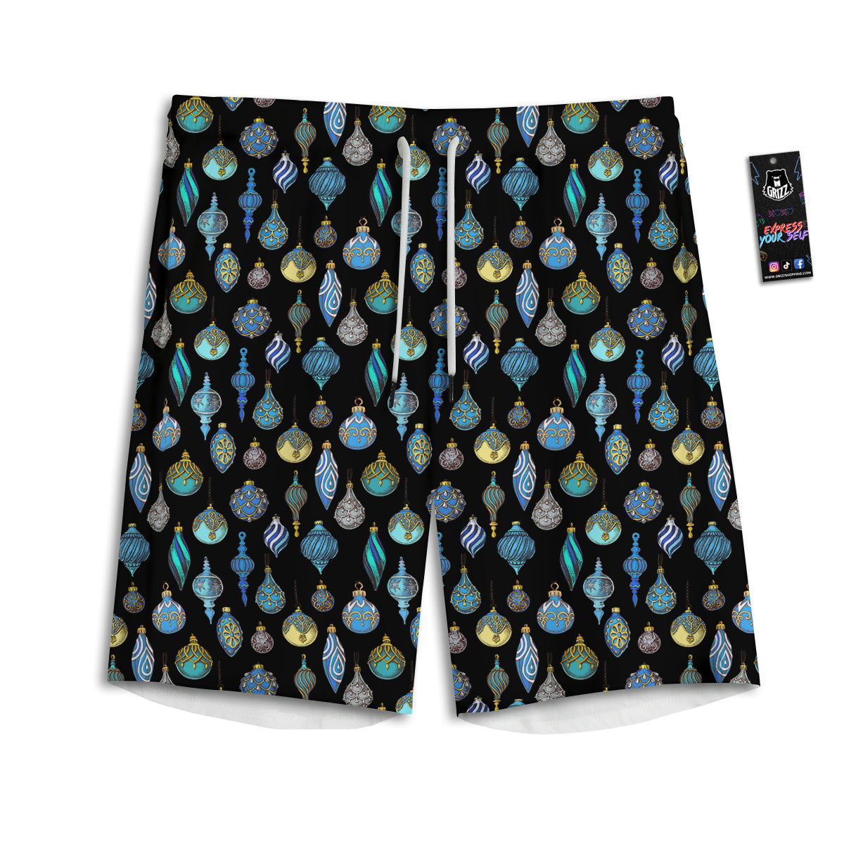 Christmas Decorations Drawing Print Pattern Men's Athletic Shorts