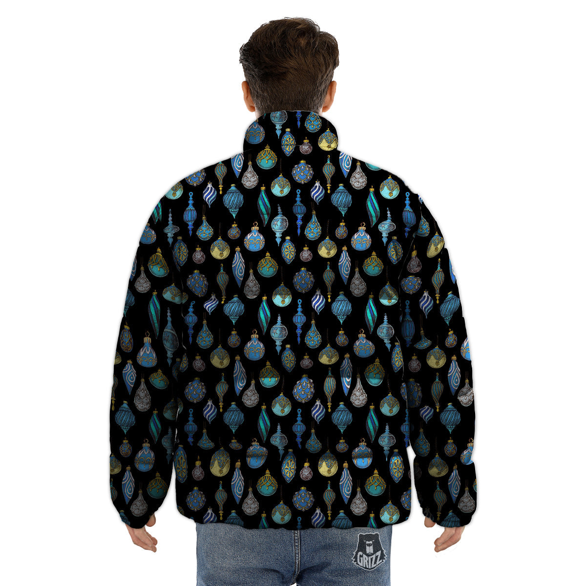 Christmas Decorations Drawing Print Pattern Puffer Jacket-grizzshop