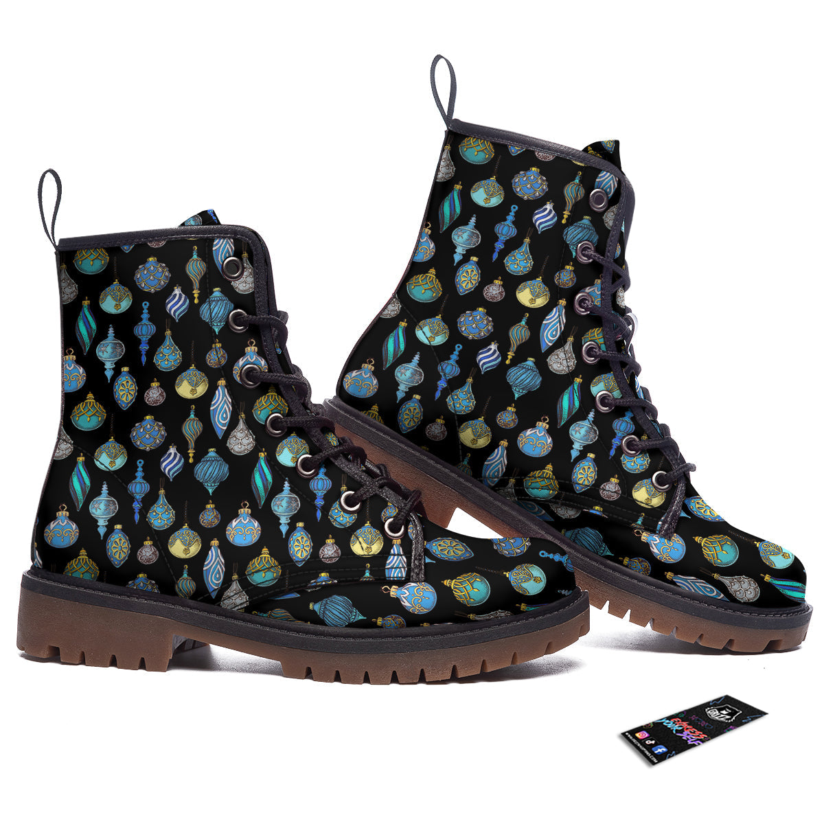 Christmas Decorations Drawing Print Pattern Work Boots-grizzshop