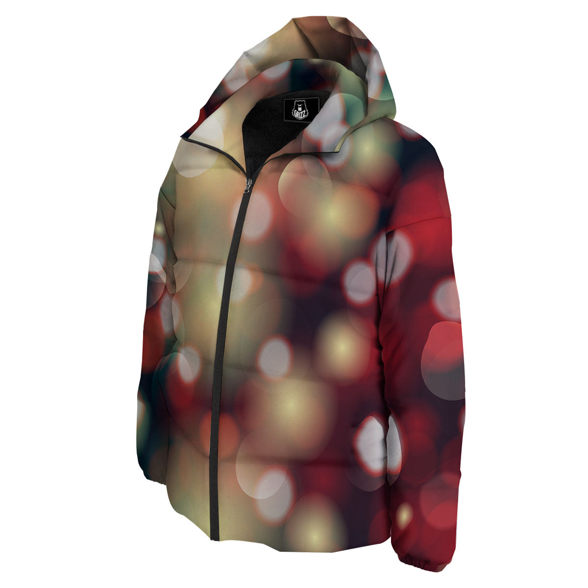 Christmas Defocused Lights Print Down Jacket-grizzshop