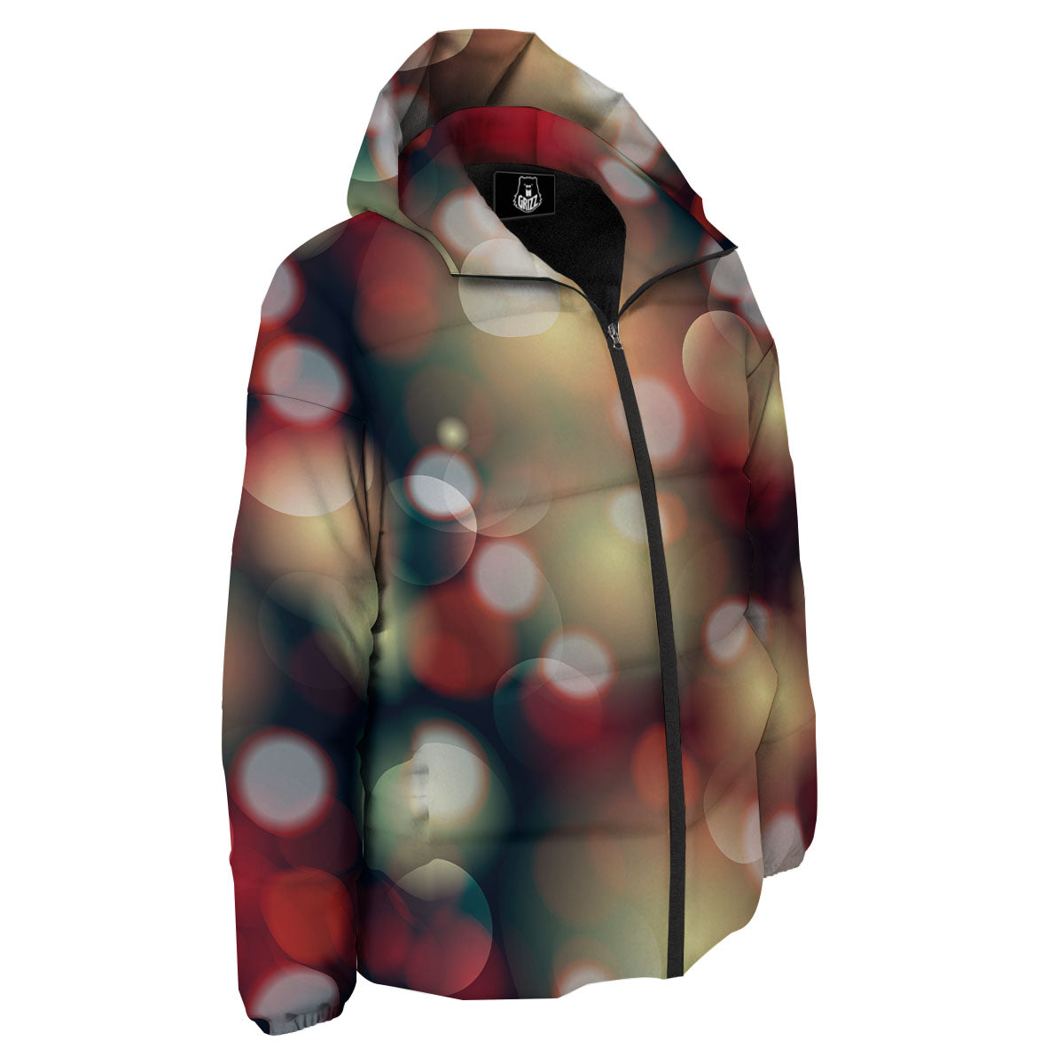 Christmas Defocused Lights Print Down Jacket-grizzshop