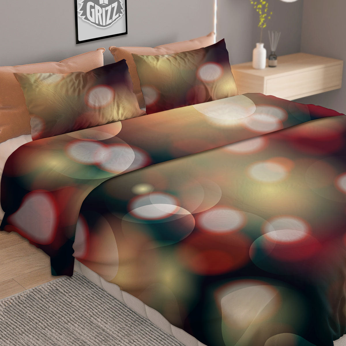 Christmas Defocused Lights Print Duvet Cover Bedding Set