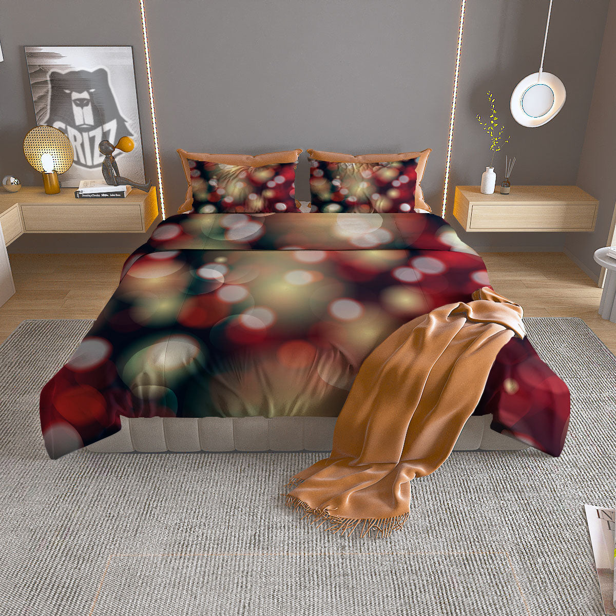 Christmas Defocused Lights Print Duvet Cover Bedding Set