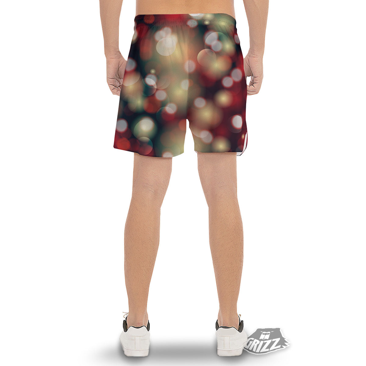 Christmas Defocused Lights Print Men's Gym Shorts-grizzshop