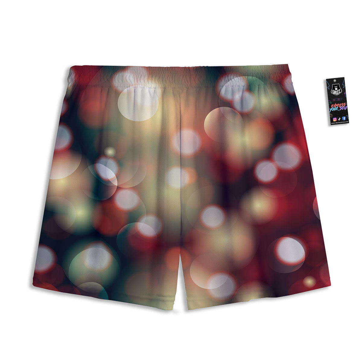 Christmas Defocused Lights Print Mesh Shorts