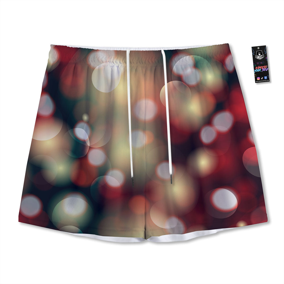 Christmas Defocused Lights Print Mesh Shorts
