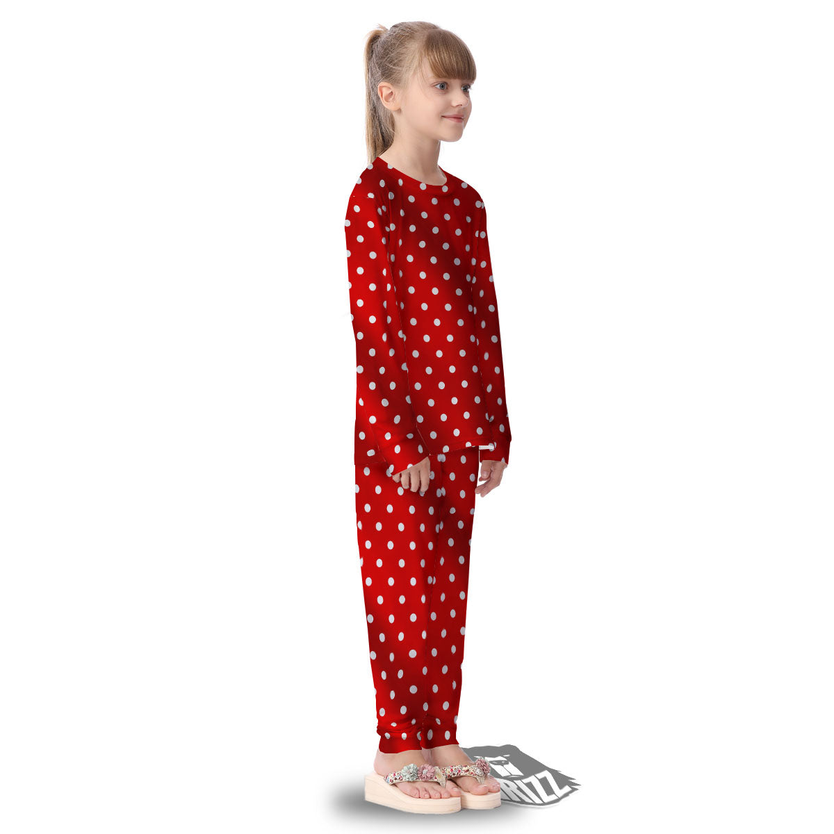 Christmas Dots White And Red Print Kid's Pajamas-grizzshop