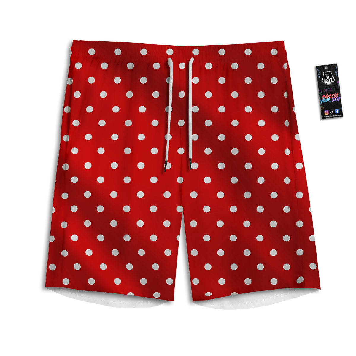 Christmas Dots White And Red Print Men's Athletic Shorts