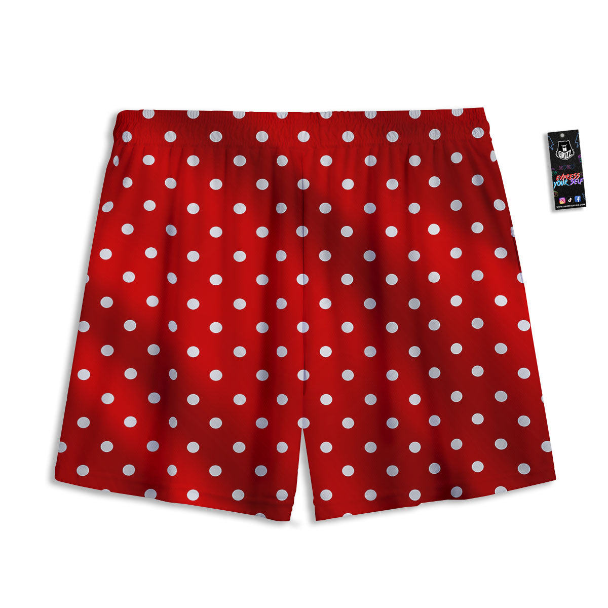 Christmas Dots White And Red Print Mesh Shorts