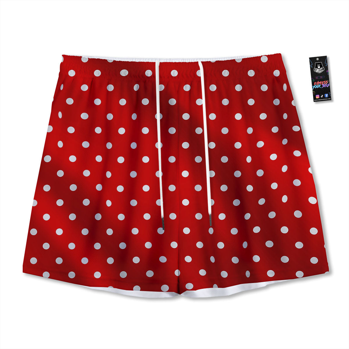 Christmas Dots White And Red Print Mesh Shorts