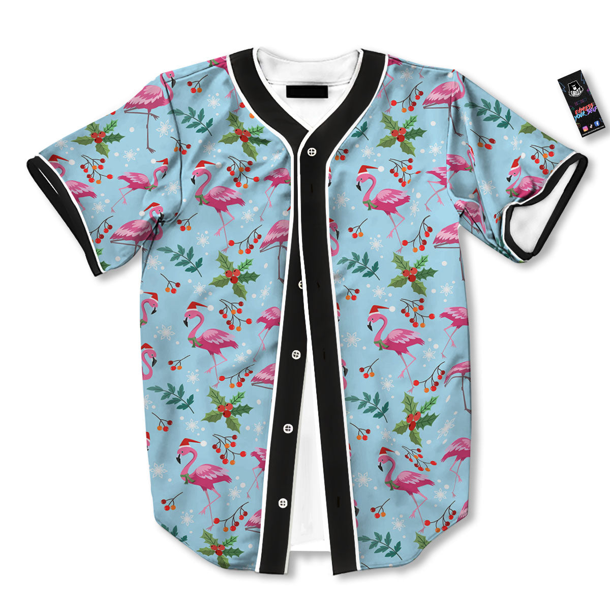 Christmas Flamingo Pink Print Pattern Baseball Jersey-grizzshop