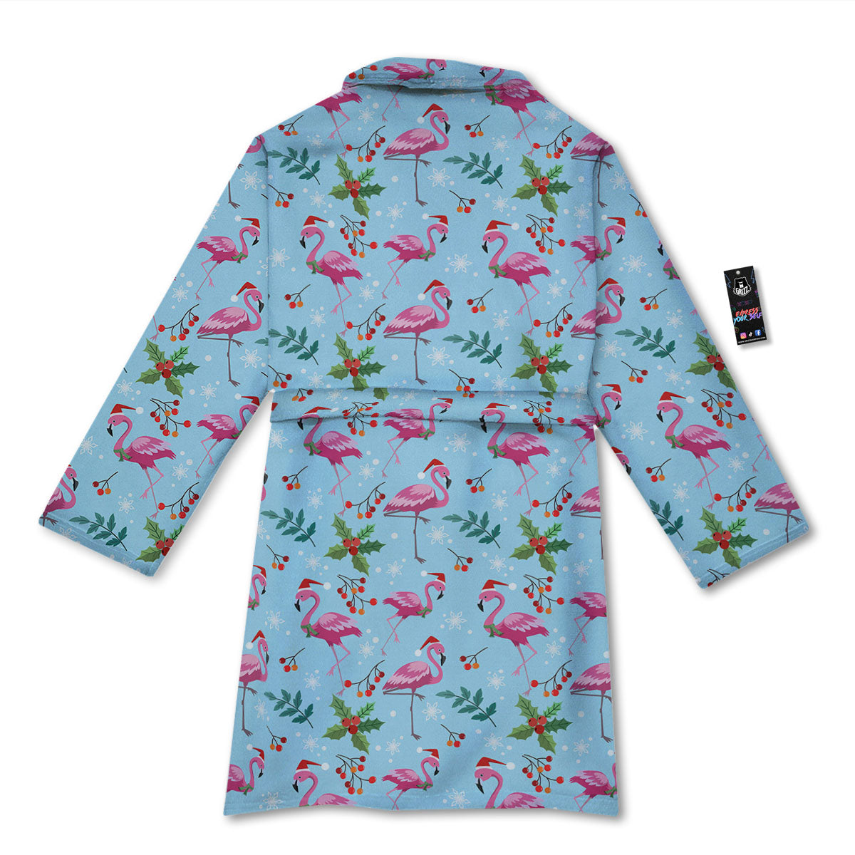 Christmas Flamingo Pink Print Pattern Bathrobe-grizzshop