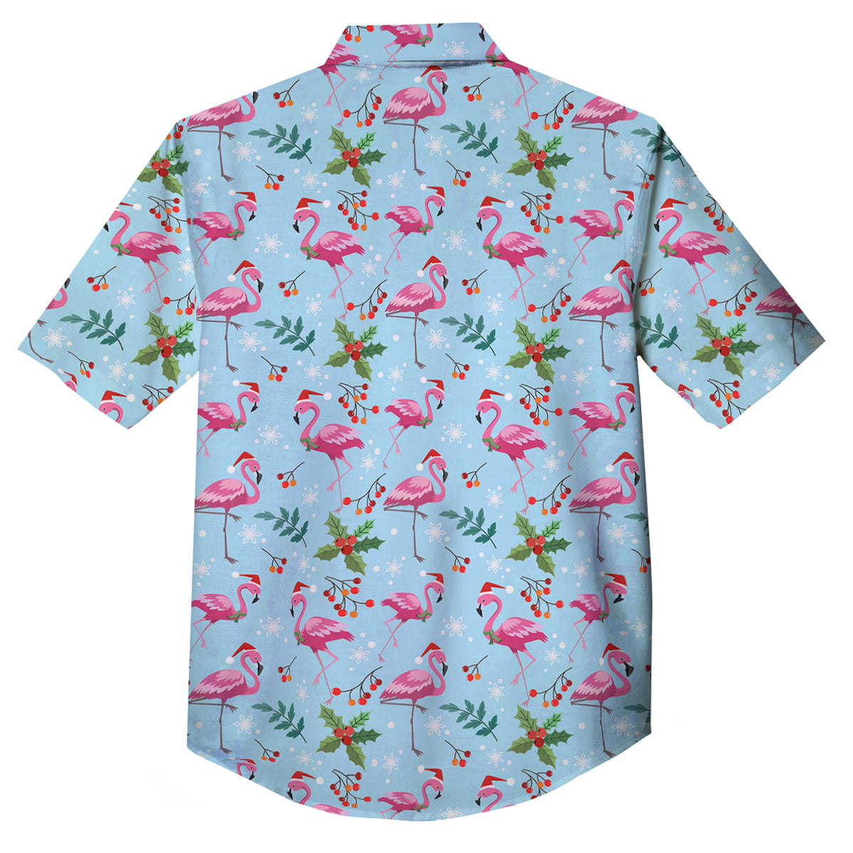 Christmas Flamingo Pink Print Pattern Button Up Shirt-grizzshop