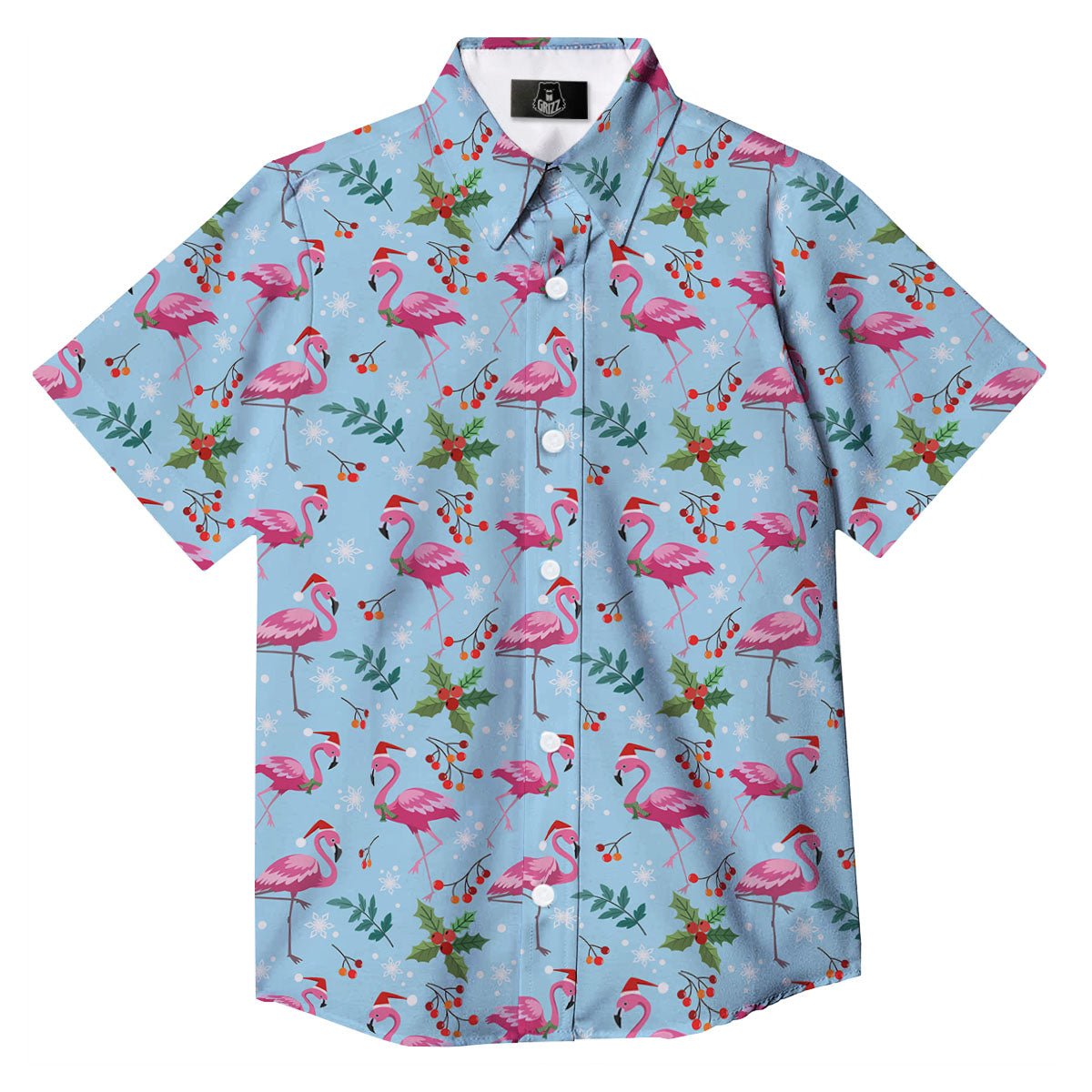 Christmas Flamingo Pink Print Pattern Button Up Shirt-grizzshop