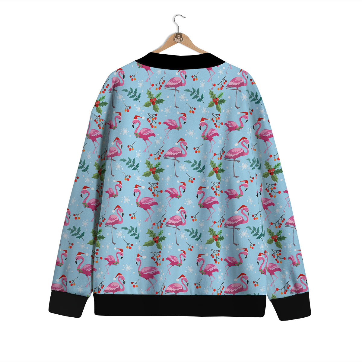Christmas Flamingo Pink Print Pattern Cardigan-grizzshop