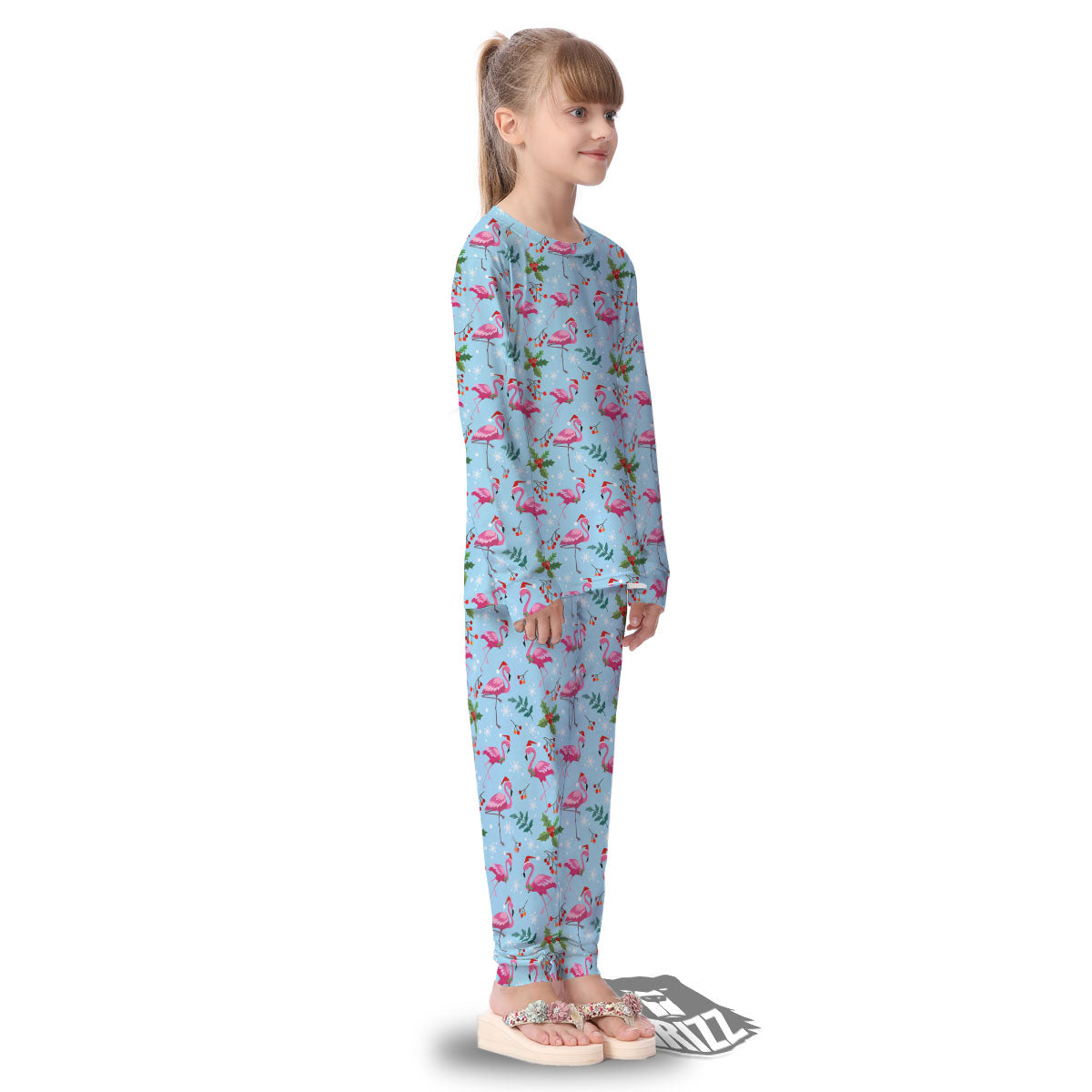 Christmas Flamingo Pink Print Pattern Kid's Pajamas-grizzshop