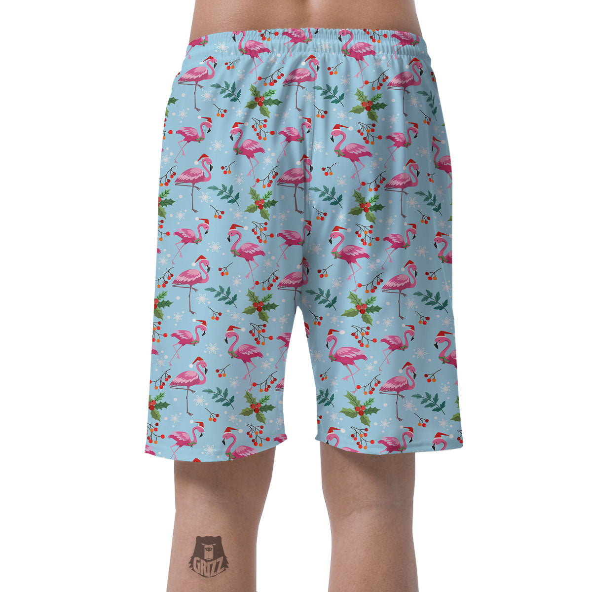 Christmas Flamingo Pink Print Pattern Men's Shorts-grizzshop