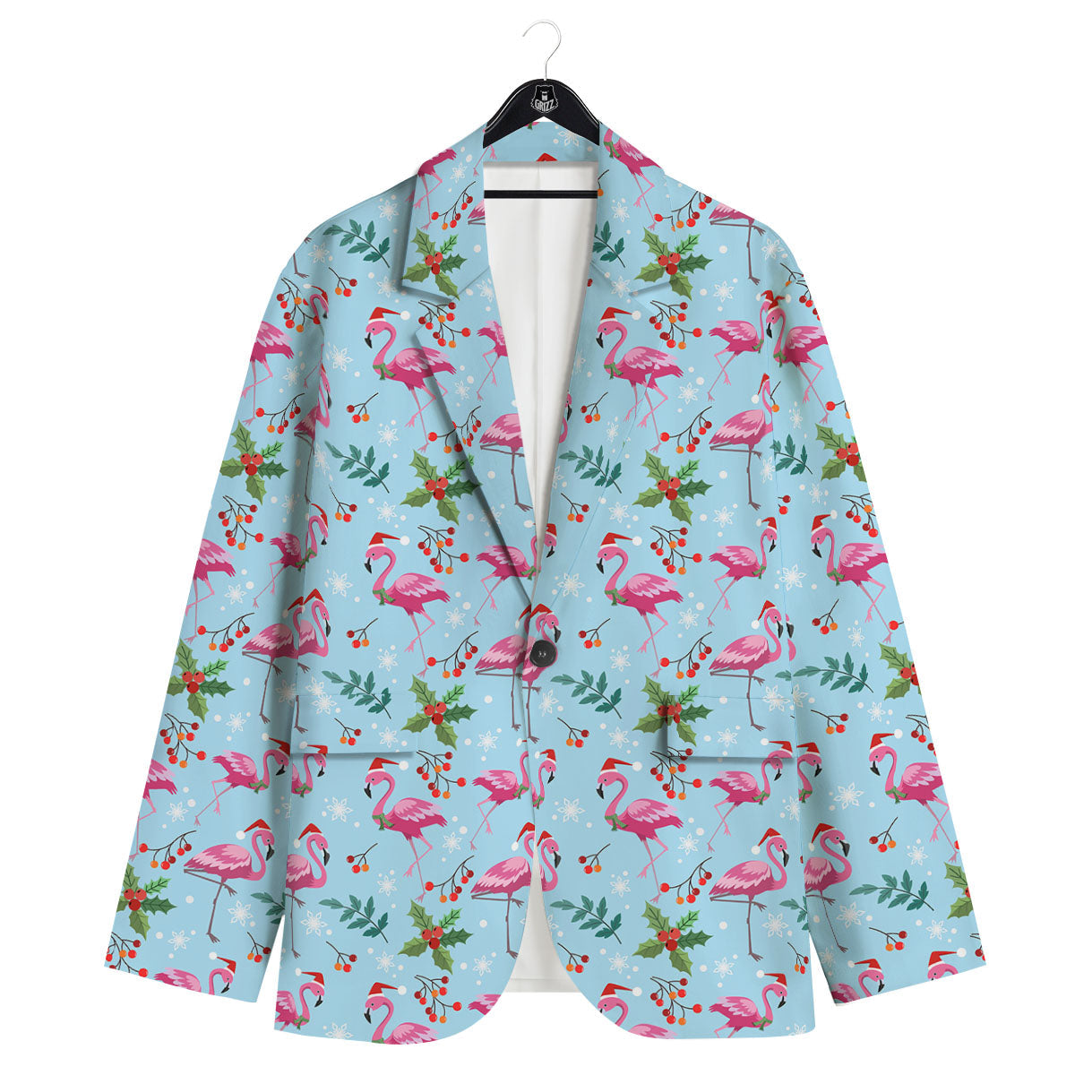 Christmas Flamingo Pink Print Pattern Men's Sport Coat-grizzshop