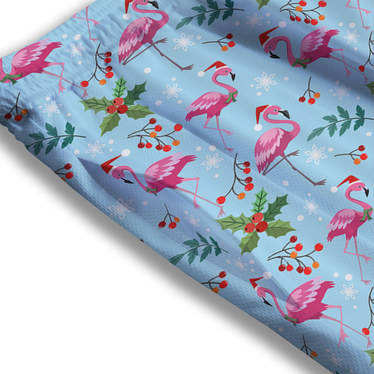 Christmas Flamingo Pink Print Pattern Mesh Shorts