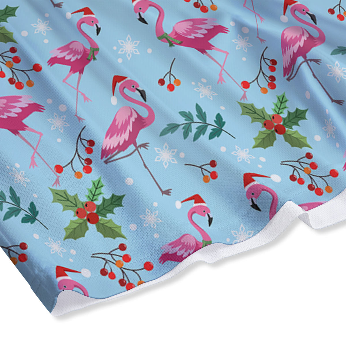Christmas Flamingo Pink Print Pattern Mesh Shorts