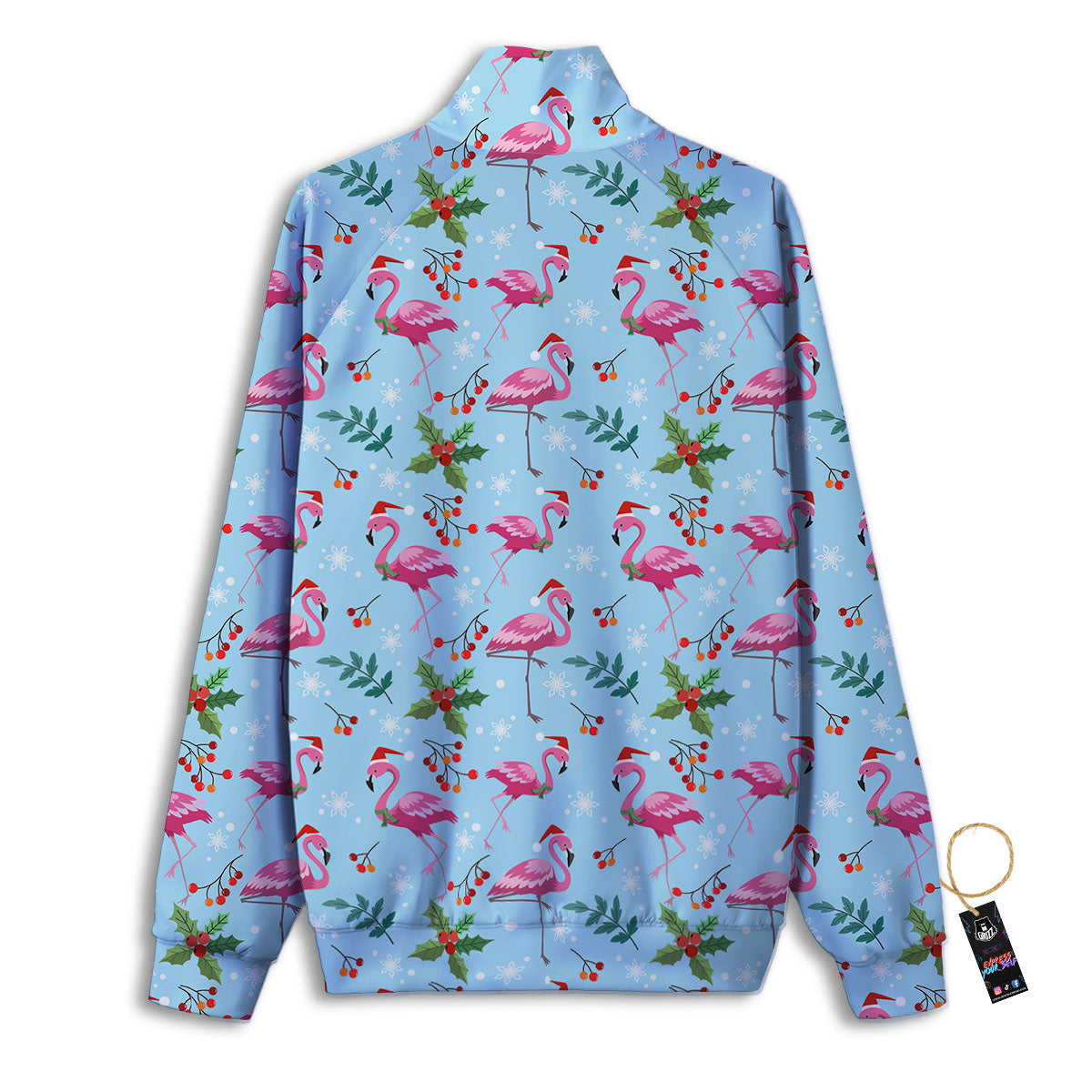Christmas Flamingo Pink Print Pattern Track Jacket-grizzshop